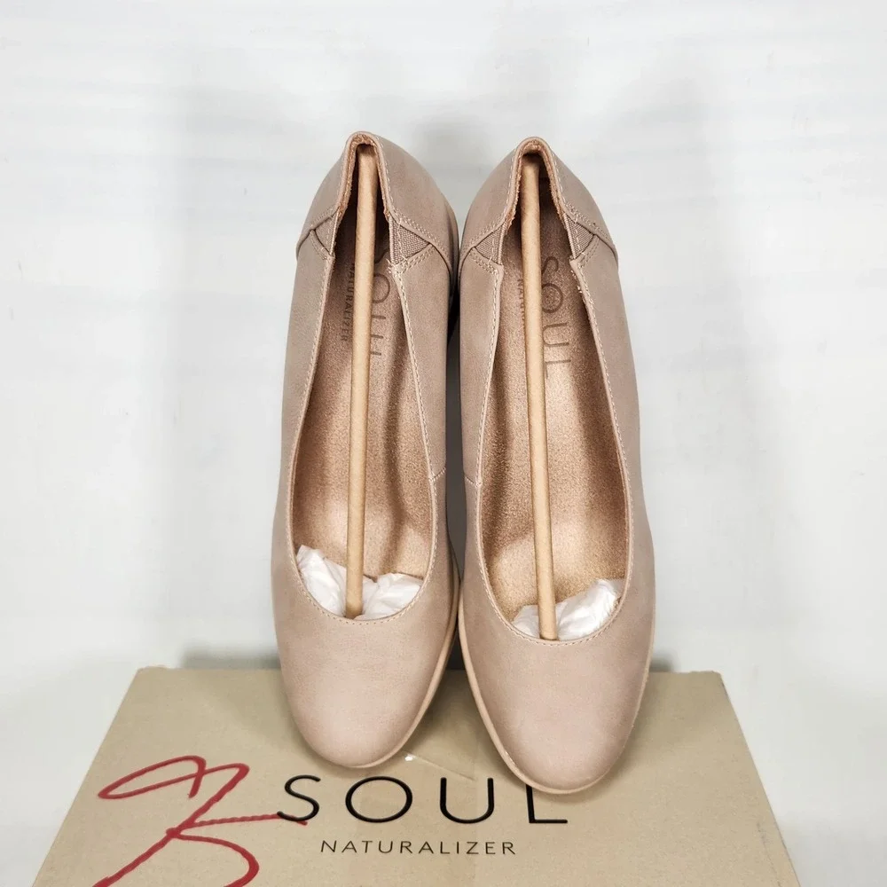 Soul Naturalizer About Time Wedge Pump Women Size 7.5 Warm Taupe Slip On Comfort